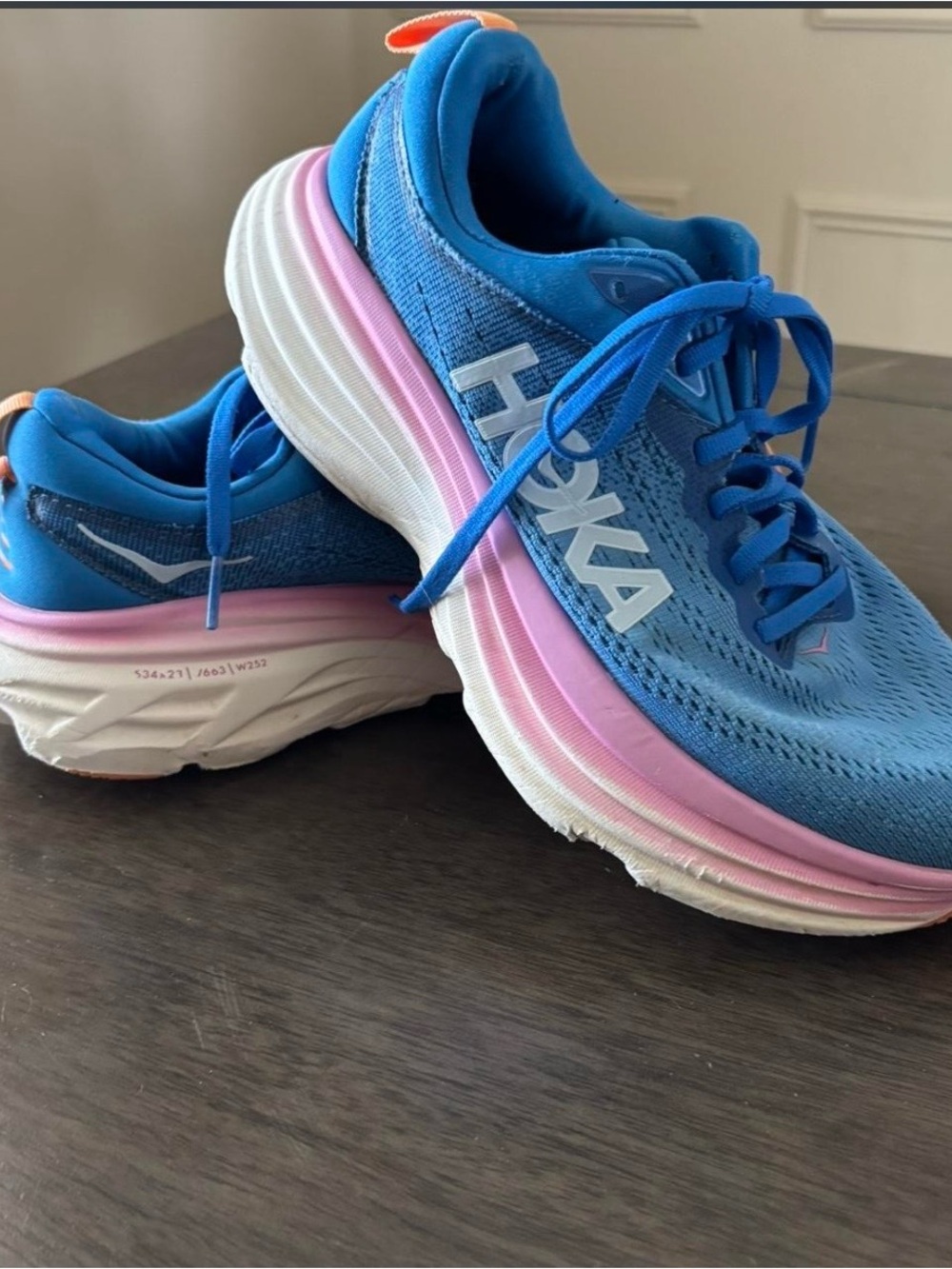 Hoka Women's Blue Running Shoes with Pink Accent 7.5 W